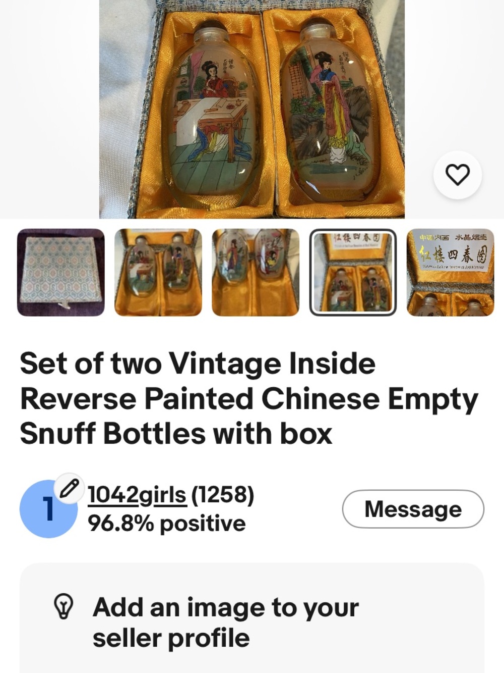 Vintage snuff bottles. Four different pictures. Of the geisha women. - Picture 5 of 5